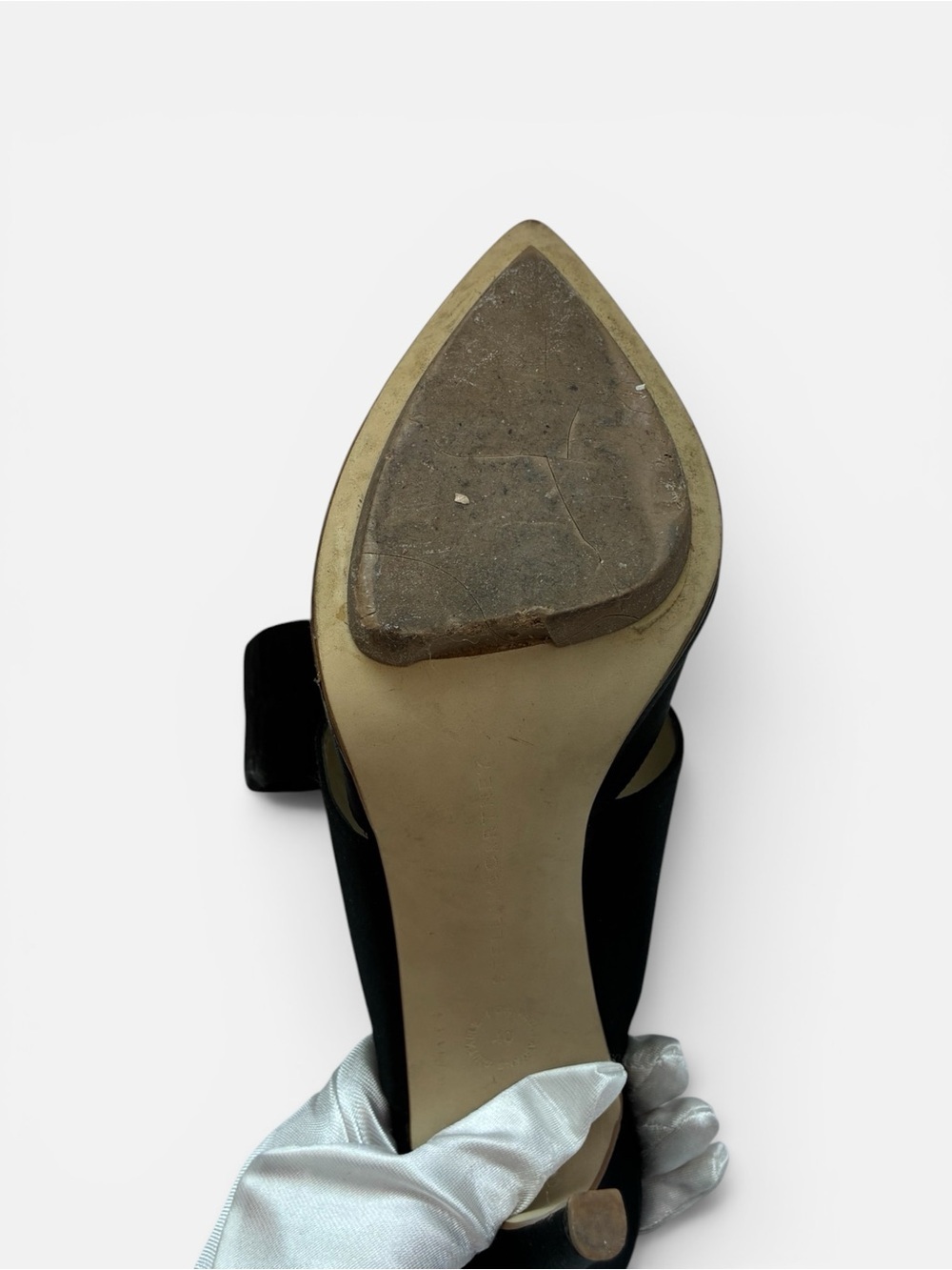 Stella McCartney Black Satin Pointed Slingback Heels with Ankle Cuff - Picture 6 of 6
